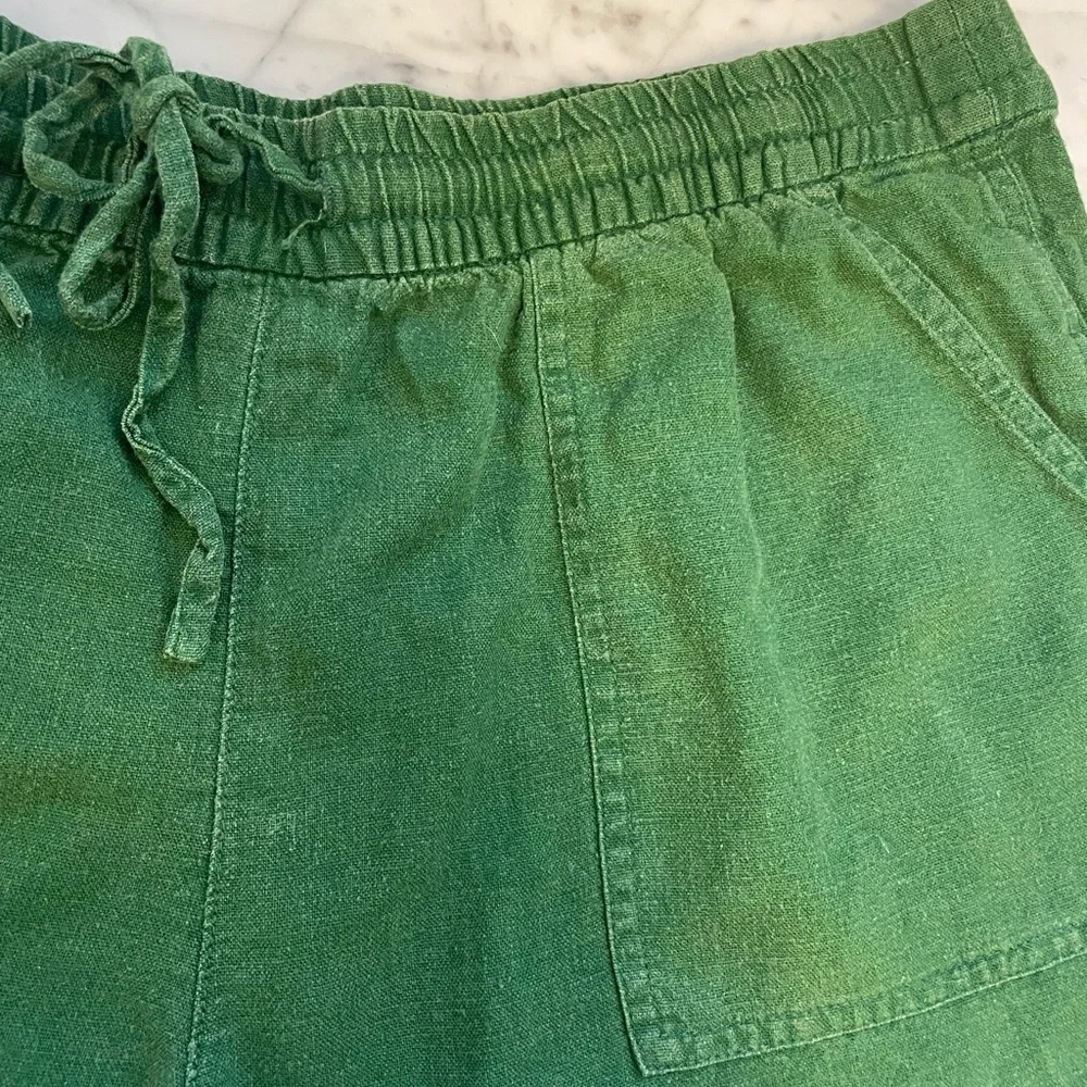 J. Crew Factory Green Linen Blend Drawstring Shorts
